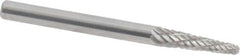 Atrax - 1/8" Cut Diam, 1/8" Shank Diam, Taper Head Double Cut Burr - Radius End, 1/2" LOC, 1-1/2" OAL - Exact Tooling