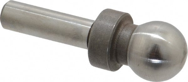 Jergens - 1/2" Ball Diam, 1/4" Shank Diam, Steel Inspection Tooling Ball - Slip-Fit Shank, 1-3/8" Ball Center to Shank Bottom, 1/2" Ball Center to Shoulder Bottom, with Shoulder - Exact Tooling
