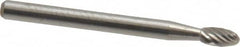 Atrax - 1/8" Cut Diam, 1/8" Shank Diam, Oval Head Single Cut Burr - Carbide, Radius End, 7/32" LOC, 1-1/2" OAL - Exact Tooling
