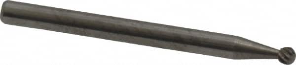 Atrax - 3/32" Cut Diam, 1/8" Shank Diam, Ball Head Single Cut Burr - Carbide, Radius End, 3/32" LOC, 1-1/2" OAL - Exact Tooling