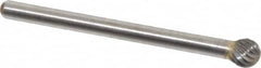 Atrax - 3/16" Cut Diam, 1/8" Shank Diam, Ball Head Single Cut Burr - Carbide, Radius End, 3/16" LOC, 1-1/2" OAL - Exact Tooling