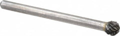 Atrax - 3/16" Cut Diam, 1/8" Shank Diam, Ball Head Double Cut Burr - Carbide, Radius End, 3/16" LOC, 1-1/2" OAL - Exact Tooling
