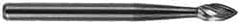 M.A. Ford - 3/16" Cut Diam, 1/8" Shank Diam, Flame Head Single Cut Burr - Carbide, Radius End, 3/8" LOC, 1-1/2" OAL - Exact Tooling