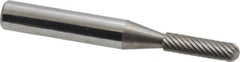 Atrax - 5/32" Cut Diam, 1/4" Shank Diam, Cylinder with Radius Head Single Cut Burr - Carbide, Radius End, 5/8" LOC, 2" OAL - Exact Tooling