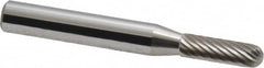 Atrax - 3/16" Cut Diam, 1/4" Shank Diam, Cylinder with Radius Head Single Cut Burr - Carbide, Radius End, 5/8" LOC, 2" OAL - Exact Tooling