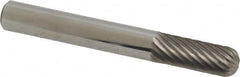 Atrax - 1/4" Cut Diam, 1/4" Shank Diam, Cylinder with Radius Head Single Cut Burr - Carbide, Radius End, 5/8" LOC, 2" OAL - Exact Tooling