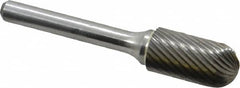 Atrax - 1/2" Cut Diam, 1/4" Shank Diam, Cylinder with Radius Head Single Cut Burr - Carbide, Radius End, 1" LOC, 2-3/4" OAL - Exact Tooling
