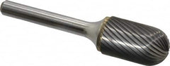 Atrax - 5/8" Cut Diam, 1/4" Shank Diam, Cylinder with Radius Head Single Cut Burr - Carbide, Radius End, 1" LOC, 2-3/4" OAL - Exact Tooling