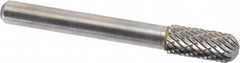Atrax - 5/16" Cut Diam, 1/4" Shank Diam, Cylinder with Radius Head Double Cut Burr - Carbide, Radius End, 3/4" LOC, 2-1/2" OAL - Exact Tooling