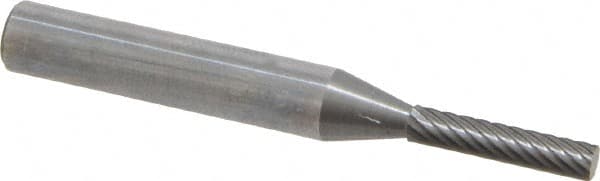Atrax - 1/8" Cut Diam, 1/4" Shank Diam, Cylinder Head Single Cut Burr - Carbide, Flat End, 1/2" LOC, 2" OAL - Exact Tooling