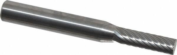 Atrax - 3/16" Cut Diam, 1/4" Shank Diam, Cylinder Head Single Cut Burr - Carbide, Flat End, 5/8" LOC, 2" OAL - Exact Tooling
