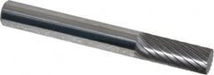 Atrax - 1/4" Cut Diam, 1/4" Shank Diam, Cylinder Head Single Cut Burr - Carbide, Flat End, 5/8" LOC, 2" OAL - Exact Tooling