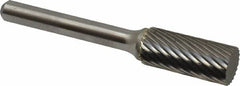 Atrax - 7/16" Cut Diam, 1/4" Shank Diam, Cylinder Head Single Cut Burr - Carbide, Flat End, 1" LOC, 2-3/4" OAL - Exact Tooling