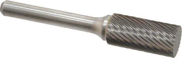 Atrax - 1/2" Cut Diam, 1/4" Shank Diam, Cylinder Head Single Cut Burr - Carbide, Flat End, 1" LOC, 2-3/4" OAL - Exact Tooling