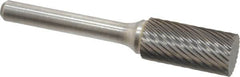 Atrax - 1/2" Cut Diam, 1/4" Shank Diam, Cylinder Head Single Cut Burr - Carbide, Flat End, 1" LOC, 2-3/4" OAL - Exact Tooling