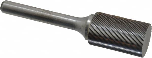 Atrax - 5/8" Cut Diam, 1/4" Shank Diam, Cylinder Head Single Cut Burr - Carbide, Flat End, 1" LOC, 2-3/4" OAL - Exact Tooling