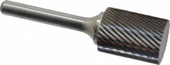 Atrax - 3/4" Cut Diam, 1/4" Shank Diam, Cylinder Head Single Cut Burr - Carbide, Flat End, 1" LOC, 2-3/4" OAL - Exact Tooling