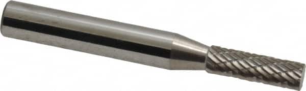 Atrax - 3/16" Cut Diam, 1/4" Shank Diam, Cylinder Head Double Cut Burr - Carbide, Flat End, 5/8" LOC, 2" OAL - Exact Tooling