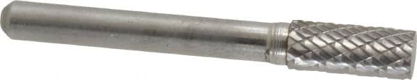 Atrax - 5/16" Cut Diam, 1/4" Shank Diam, Cylinder Head Double Cut Burr - Carbide, Flat End, 3/4" LOC, 2-1/2" OAL - Exact Tooling
