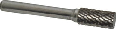 Atrax - 3/8" Cut Diam, 1/4" Shank Diam, Cylinder Head Double Cut Burr - Carbide, Flat End, 3/4" LOC, 2-1/2" OAL - Exact Tooling