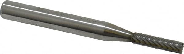 Atrax - 5/32" Cut Diam, 1/4" Shank Diam, Cylinder with End Cut Head Single Cut Burr - Carbide, End Cut End, 5/8" LOC, 2" OAL - Exact Tooling