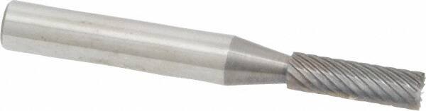 Atrax - 3/16" Cut Diam, 1/4" Shank Diam, Cylinder with End Cut Head Single Cut Burr - Carbide, End Cut End, 5/8" LOC, 2" OAL - Exact Tooling