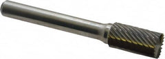 Atrax - 3/8" Cut Diam, 1/4" Shank Diam, Cylinder with End Cut Head Single Cut Burr - Carbide, End Cut End, 3/4" LOC, 2-1/2" OAL - Exact Tooling