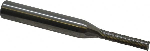 Atrax - 1/8" Cut Diam, 1/4" Shank Diam, Cylinder with End Cut Head Double Cut Burr - Carbide, End Cut End, 1/2" LOC, 2" OAL - Exact Tooling