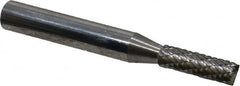 Atrax - 3/16" Cut Diam, 1/4" Shank Diam, Cylinder with End Cut Head Double Cut Burr - Carbide, End Cut End, 5/8" LOC, 2" OAL - Exact Tooling