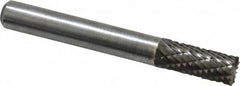 Atrax - 1/4" Cut Diam, 1/4" Shank Diam, Cylinder with End Cut Head Double Cut Burr - Carbide, End Cut End, 5/8" LOC, 2" OAL - Exact Tooling