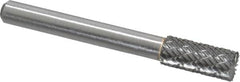 Atrax - 5/16" Cut Diam, 1/4" Shank Diam, Cylinder with End Cut Head Double Cut Burr - Carbide, End Cut End, 3/4" LOC, 2-1/2" OAL - Exact Tooling