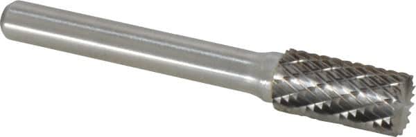 Atrax - 3/8" Cut Diam, 1/4" Shank Diam, Cylinder with End Cut Head Double Cut Burr - Carbide, End Cut End, 3/4" LOC, 2-1/2" OAL - Exact Tooling