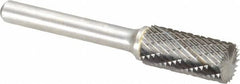 Atrax - 7/16" Cut Diam, 1/4" Shank Diam, Cylinder with End Cut Head Double Cut Burr - Carbide, End Cut End, 1" LOC, 2-3/4" OAL - Exact Tooling