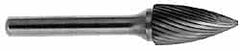 SGS Pro - 3/4" Cut Diam, 1/4" Shank Diam, Tree Head Single Cut Burr - Carbide, Point End, 1" LOC, 2-3/4" OAL - Exact Tooling