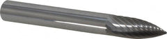 Atrax - 1/4" Cut Diam, 1/4" Shank Diam, Tree Head Single Cut Burr - Carbide, Point End, 5/8" LOC, 2" OAL - Exact Tooling