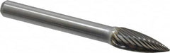Atrax - 5/16" Cut Diam, 1/4" Shank Diam, Tree Head Single Cut Burr - Carbide, Point End, 3/4" LOC, 2-1/2" OAL - Exact Tooling