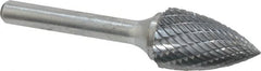 Atrax - 5/8" Cut Diam, 1/4" Shank Diam, Tree Head Double Cut Burr - Carbide, Point End, 1" LOC, 2-3/4" OAL - Exact Tooling