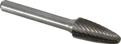 Atrax - 7/16" Cut Diam, 1/4" Shank Diam, Tree with Radius Head Single Cut Burr - Carbide, Radius End, 1" LOC, 2-3/4" OAL - Exact Tooling
