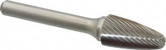 Atrax - 1/2" Cut Diam, 1/4" Shank Diam, Tree with Radius Head Single Cut Burr - Carbide, Radius End, 1" LOC, 2-3/4" OAL - Exact Tooling