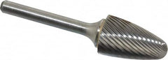 Atrax - 3/4" Cut Diam, 1/4" Shank Diam, Tree with Radius Head Single Cut Burr - Carbide, Radius End, 1-1/4" LOC, 3" OAL - Exact Tooling