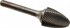 Atrax - 3/4" Cut Diam, 1/4" Shank Diam, Tree with Radius Head Single Cut Burr - Carbide, Radius End, 1" LOC, 2-3/4" OAL - Exact Tooling