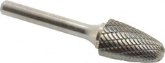 Atrax - 5/8" Cut Diam, 1/4" Shank Diam, Tree with Radius Head Double Cut Burr - Carbide, Radius End, 1" LOC, 2-3/4" OAL - Exact Tooling