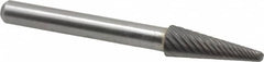 Atrax - 5/16" Cut Diam, 1/4" Shank Diam, Taper Head Single Cut Burr - Radius End, 7/8" LOC, 2-3/4" OAL - Exact Tooling