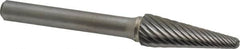 Atrax - 3/8" Cut Diam, 1/4" Shank Diam, Taper Head Single Cut Burr - Radius End, 1-1/16" LOC, 2-15/16" OAL - Exact Tooling