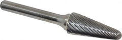 Atrax - 1/2" Cut Diam, 1/4" Shank Diam, Taper Head Single Cut Burr - Radius End, 1-1/8" LOC, 3" OAL - Exact Tooling