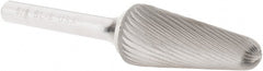 Atrax - 5/8" Cut Diam, 1/4" Shank Diam, Taper Head Single Cut Burr - Radius End, 1-5/16" LOC, 3-3/16" OAL - Exact Tooling