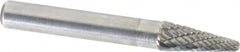Atrax - 1/4" Cut Diam, 1/4" Shank Diam, Taper Head Double Cut Burr - Radius End, 5/8" LOC, 2" OAL - Exact Tooling