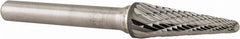 Atrax - 3/8" Cut Diam, 1/4" Shank Diam, Taper Head Double Cut Burr - Radius End, 1-1/16" LOC, 2-15/16" OAL - Exact Tooling