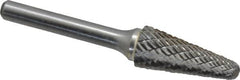 Atrax - 1/2" Cut Diam, 1/4" Shank Diam, Taper Head Double Cut Burr - Radius End, 1-1/8" LOC, 3" OAL - Exact Tooling