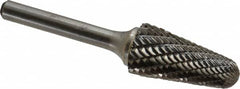 Atrax - 5/8" Cut Diam, 1/4" Shank Diam, Taper Head Double Cut Burr - Radius End, 1-5/16" LOC, 3-3/16" OAL - Exact Tooling
